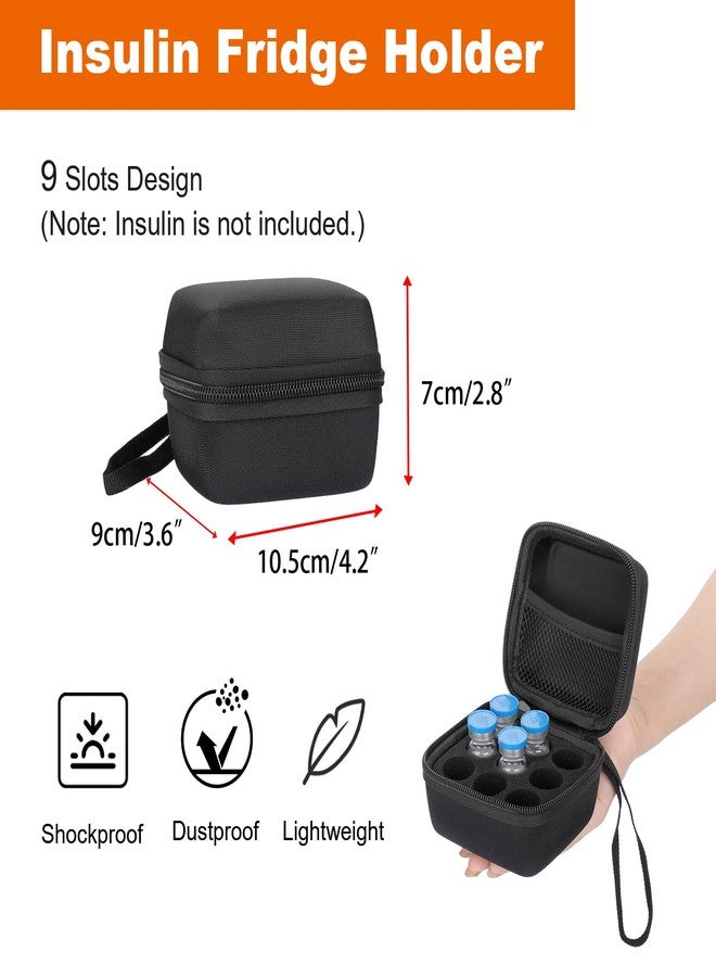 ELLDOO Insulin Holder Fridge Storage Carrying Case, Travel Insulin Vial Organizer Bag Fitting 10ml Vial Short Size, 9 Slots Reliable Vial Protector, Removable Design with Slot Foam(Black, Only Case) - Image 2
