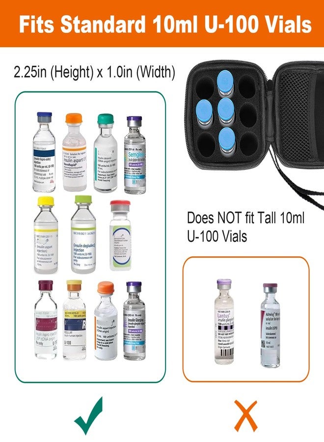 ELLDOO Insulin Holder Fridge Storage Carrying Case, Travel Insulin Vial Organizer Bag Fitting 10ml Vial Short Size, 9 Slots Reliable Vial Protector, Removable Design with Slot Foam(Black, Only Case) - Image 3