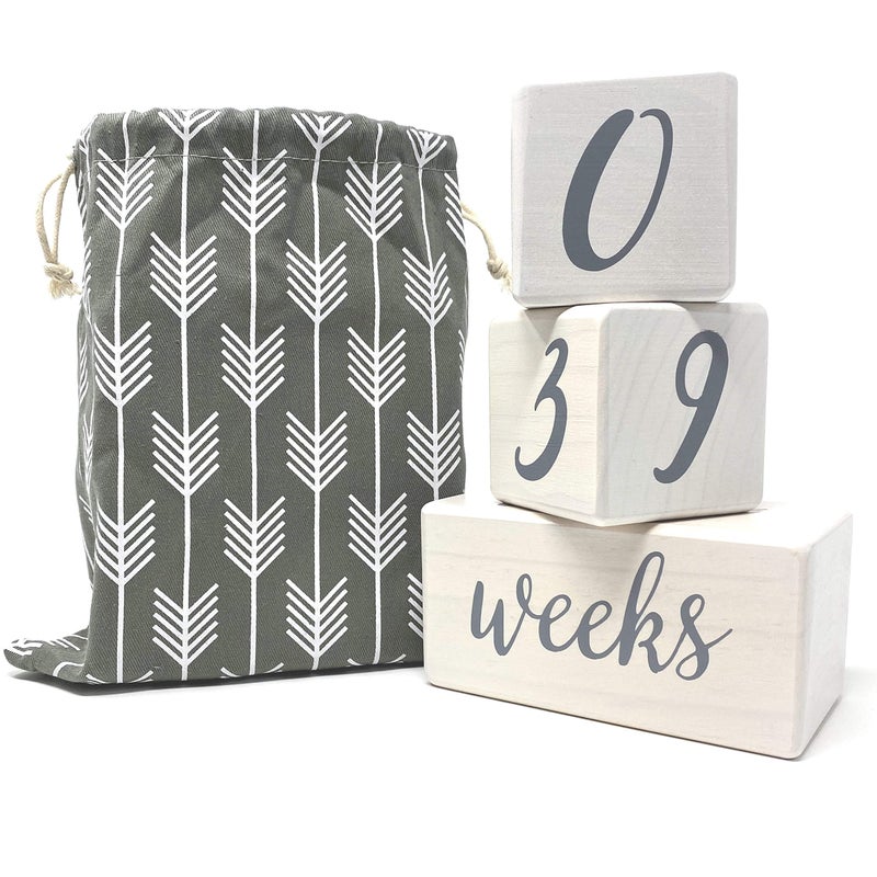 Pondering Pine Baby Milestone Blocks - Natural White Stain Pine Wood with Weeks Months Years Grade - Milestones Age Block Set with Bag, Newborn Weekly Monthly First Year Picture Props, Earth Friendly - Image 3