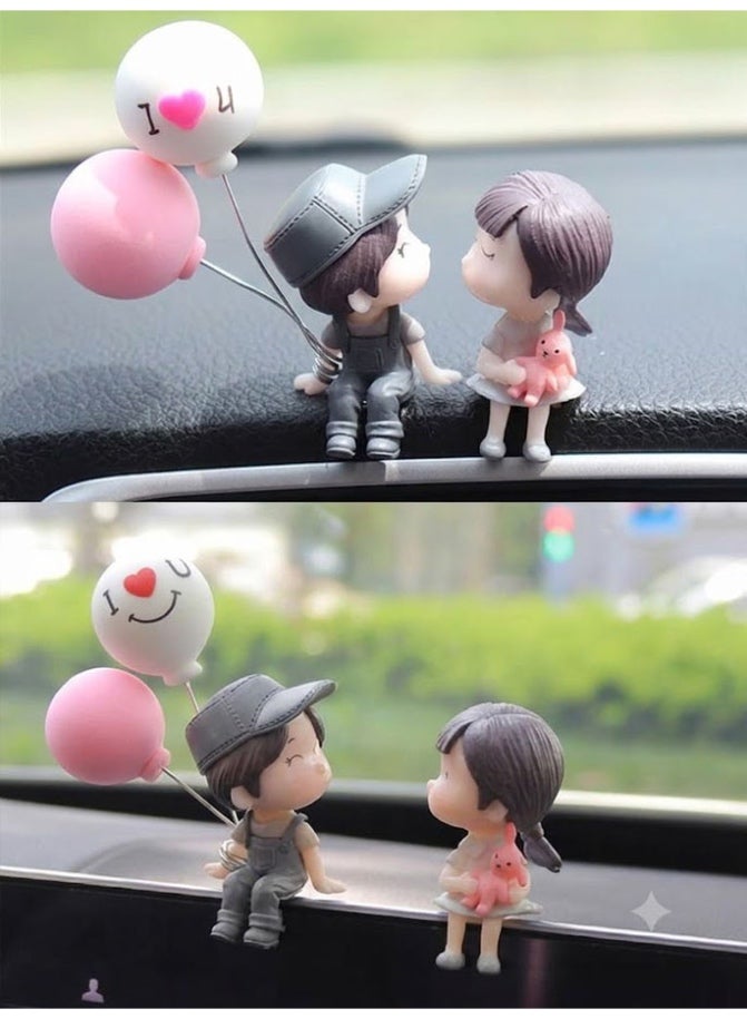 Car decorations featuring figurines of  boy and girl, and romantic balloon designs suitable for couples, adding  special touch to your car's decor.