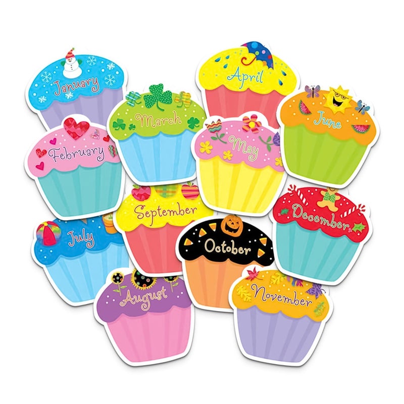 Creative Teaching Press Cupcake Accents for Bulletin Boards & Classrooms, CTP 10â€ Jumbo Designer Cutouts, 12-Piece Set, Multicolor - Image 1