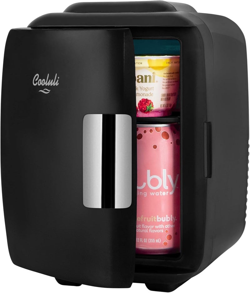 Cooluli Mini Fridge for Bedroom - Car, Office Desk & Dorm Room - Portable 4L/6 Can Electric Plug In Cooler & Warmer for Food, Drinks, Skincare Beauty & Makeup - 12v AC/DC & Exclusive USB Option, Black - Image 2