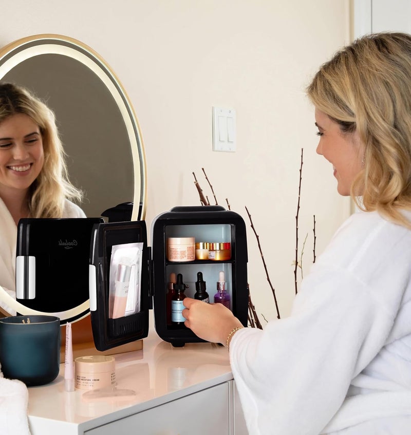 Cooluli Mini Fridge for Bedroom - Car, Office Desk & Dorm Room - Portable 4L/6 Can Electric Plug In Cooler & Warmer for Food, Drinks, Skincare Beauty & Makeup - 12v AC/DC & Exclusive USB Option, Black - Image 3