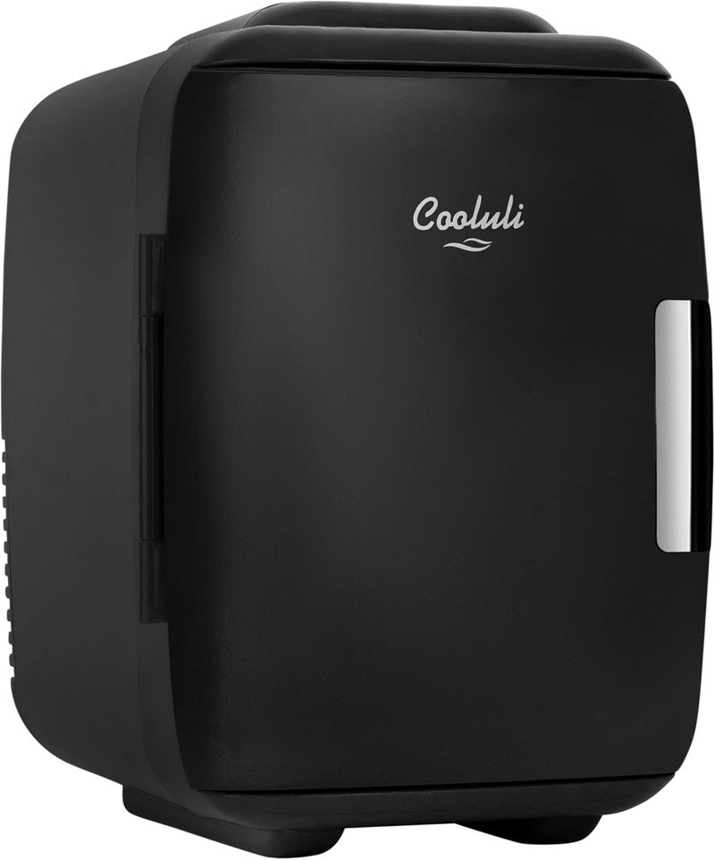 Cooluli Mini Fridge for Bedroom - Car, Office Desk & Dorm Room - Portable 4L/6 Can Electric Plug In Cooler & Warmer for Food, Drinks, Skincare Beauty & Makeup - 12v AC/DC & Exclusive USB Option, Black - Image 1