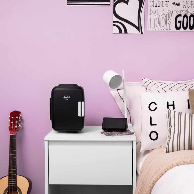 Cooluli Mini Fridge for Bedroom - Car, Office Desk & Dorm Room - Portable 4L/6 Can Electric Plug In Cooler & Warmer for Food, Drinks, Skincare Beauty & Makeup - 12v AC/DC & Exclusive USB Option, Black - Image 5