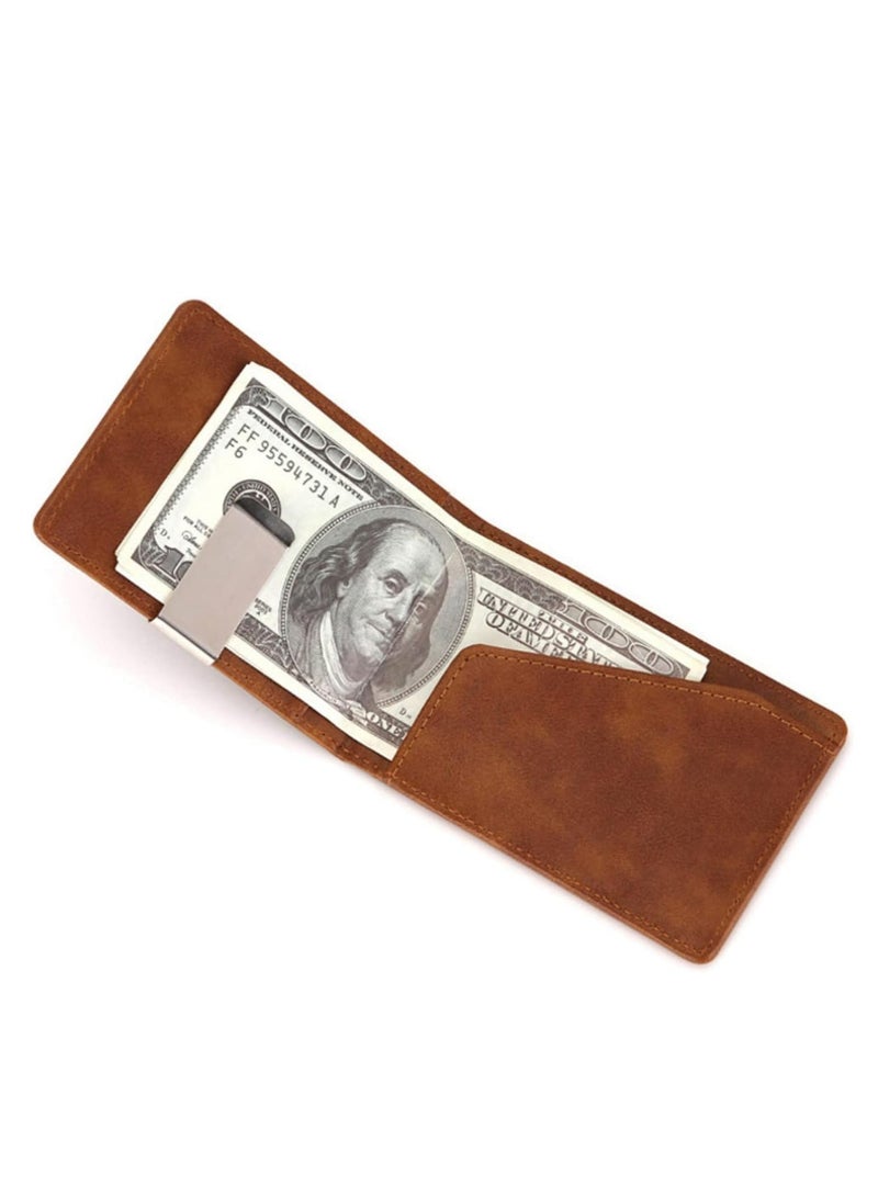 أوزيغالور محفظة محفظة نقود محمية باللون البني، من الفولاذ المقاوم للصدأ، فتحات متعددة للبطاقات، مدمجة، أنيقة، هدية رائعة للرجال. - Image 2