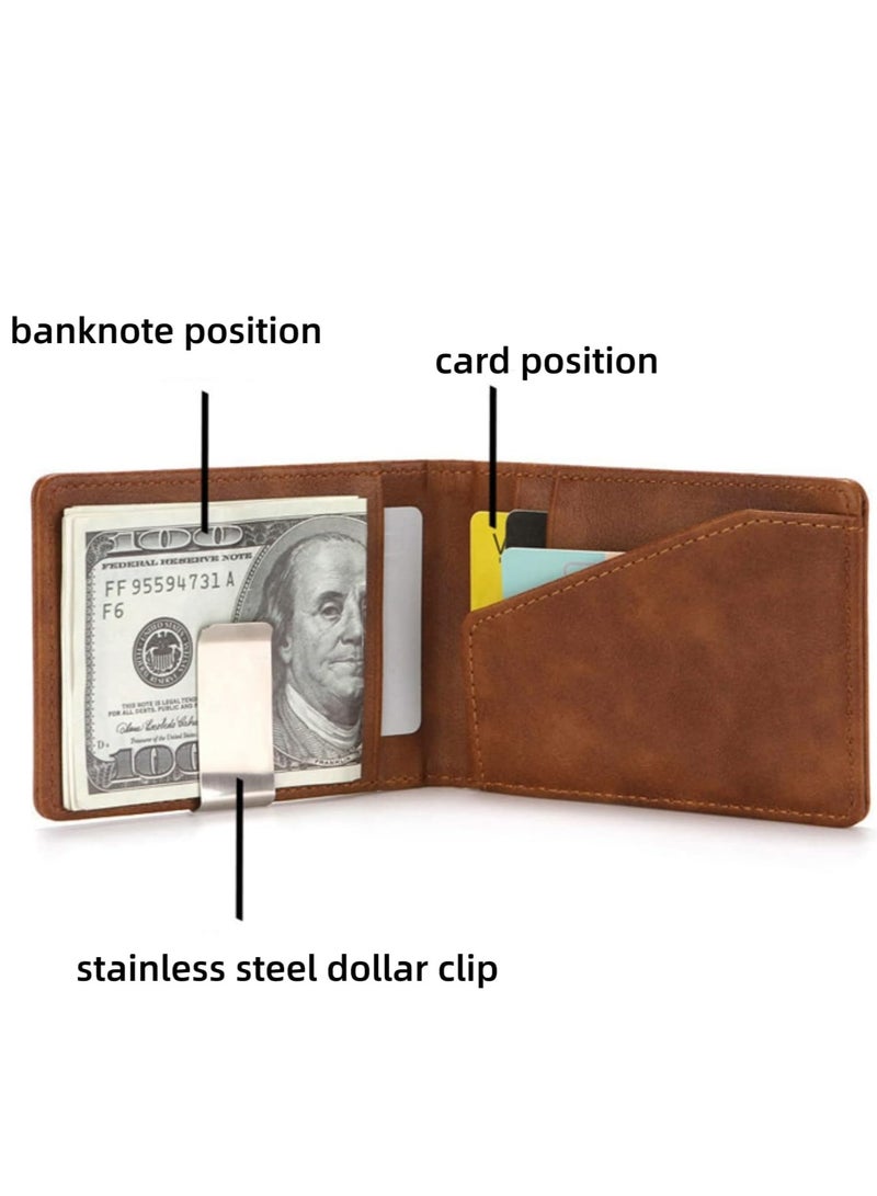 أوزيغالور محفظة محفظة نقود محمية باللون البني، من الفولاذ المقاوم للصدأ، فتحات متعددة للبطاقات، مدمجة، أنيقة، هدية رائعة للرجال. - Image 5