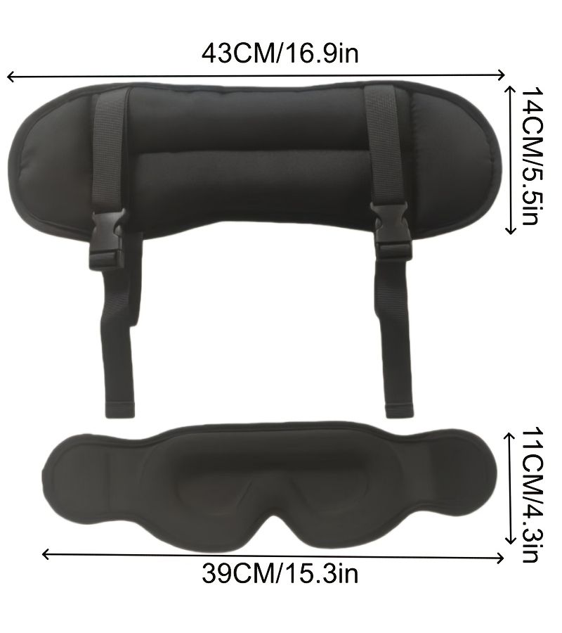 Black Travel Eye Mask And Neck Pillow Set For Airplane Car Seat Shading Support To Prevent Head Shaking Sleep Fixation Breathable Essential For Road Trips - Image 4
