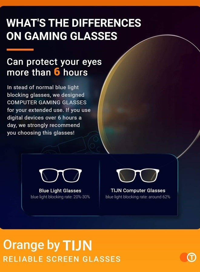 TIJN Gaming Glasses Blue Light Blocking Glasses for Women Men Nerd Eyeglasses Anti Eyestrain Anti UV Glare (Transparent(Gaming Glasses)) - Image 3