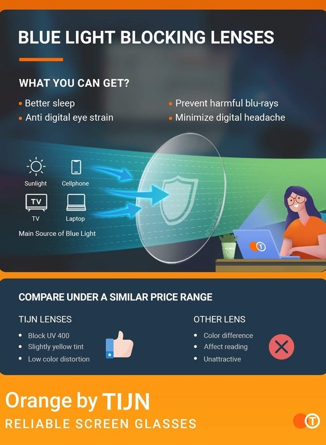 TIJN Gaming Glasses Blue Light Blocking Glasses for Women Men Nerd Eyeglasses Anti Eyestrain Anti UV Glare (Transparent(Gaming Glasses)) - Image 4