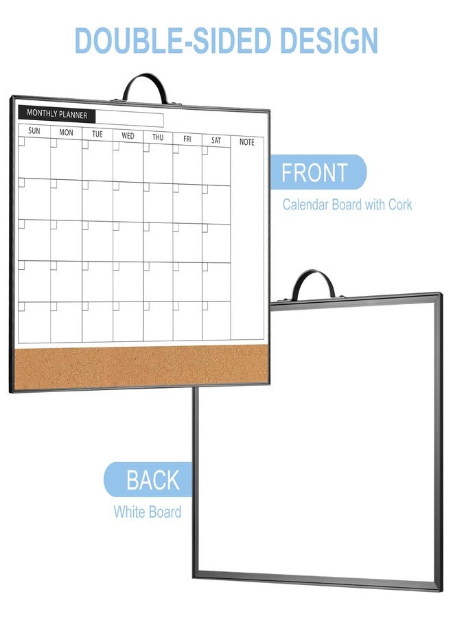 ARCOBIS Calendar Whiteboard Cork Board Combination for Wall, 12"x16" Double-Sided Monthly Dry Erase Calendar, Magnetic White Board for Planning, Office, School, Home, Black - Image 2