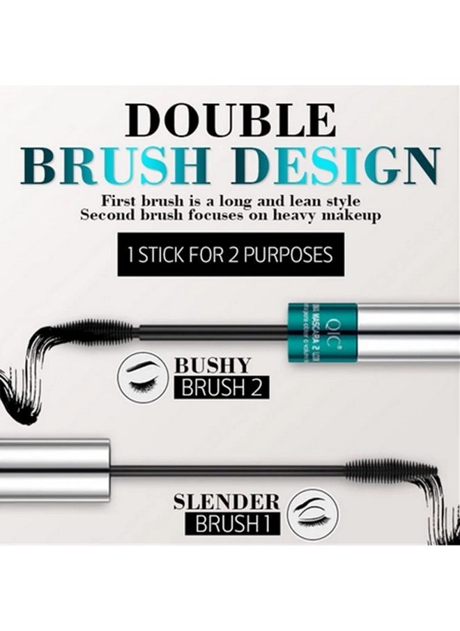YG LianKai - 2 Pack Lash Cosmetics Mascara 5x Longer Lash Mascara, 2 in 1 Black Mascara Waterproof Mascara Volume and Length Eye Cosmetics Long-Lasting Natural Liquid Eyelash Mascara Black Makeup - Image 1