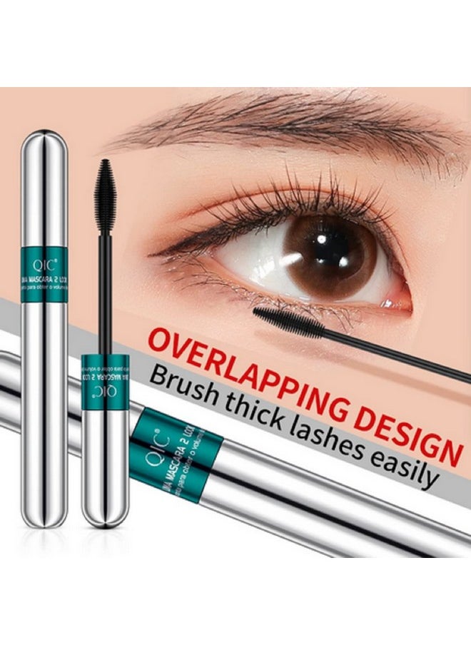 YG LianKai - 2 Pack Lash Cosmetics Mascara 5x Longer Lash Mascara, 2 in 1 Black Mascara Waterproof Mascara Volume and Length Eye Cosmetics Long-Lasting Natural Liquid Eyelash Mascara Black Makeup - Image 1