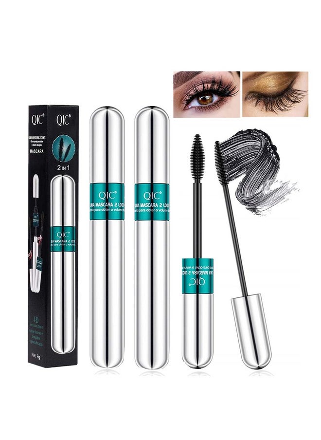 YG LianKai - 2 Pack Lash Cosmetics Mascara 5x Longer Lash Mascara, 2 in 1 Black Mascara Waterproof Mascara Volume and Length Eye Cosmetics Long-Lasting Natural Liquid Eyelash Mascara Black Makeup - Image 1