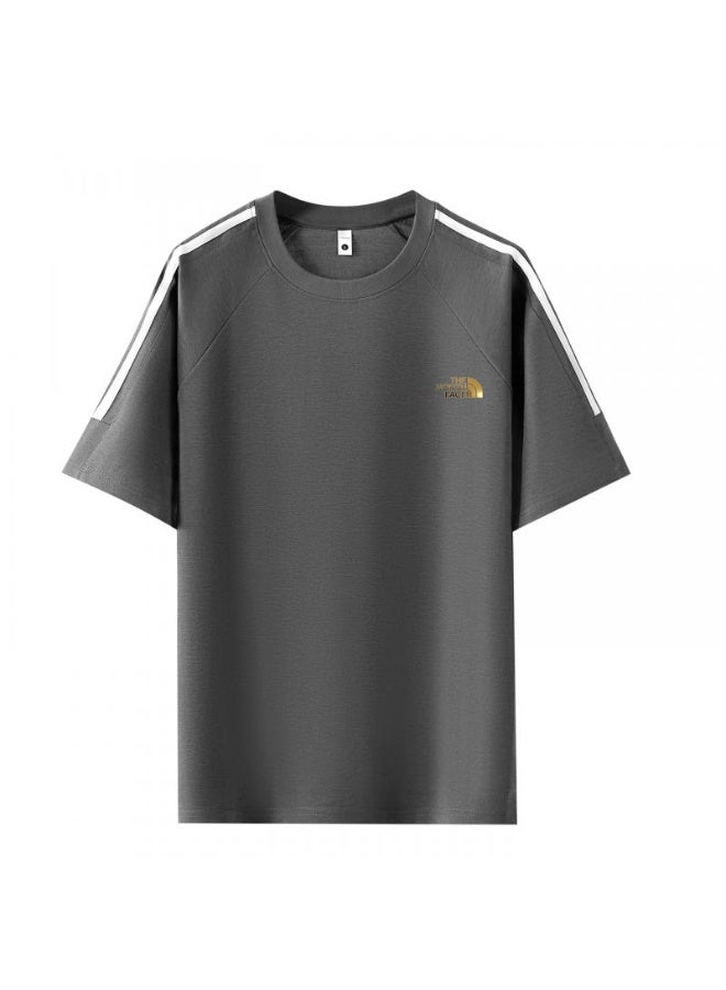 THE NORTH FACE Loose T-shirts with LOGO, 300g double-yarn cotton loose T-shirts for men and women with the same paragraph, and 2 short-sleeved round neck shirts for leisure sports. - Image 2
