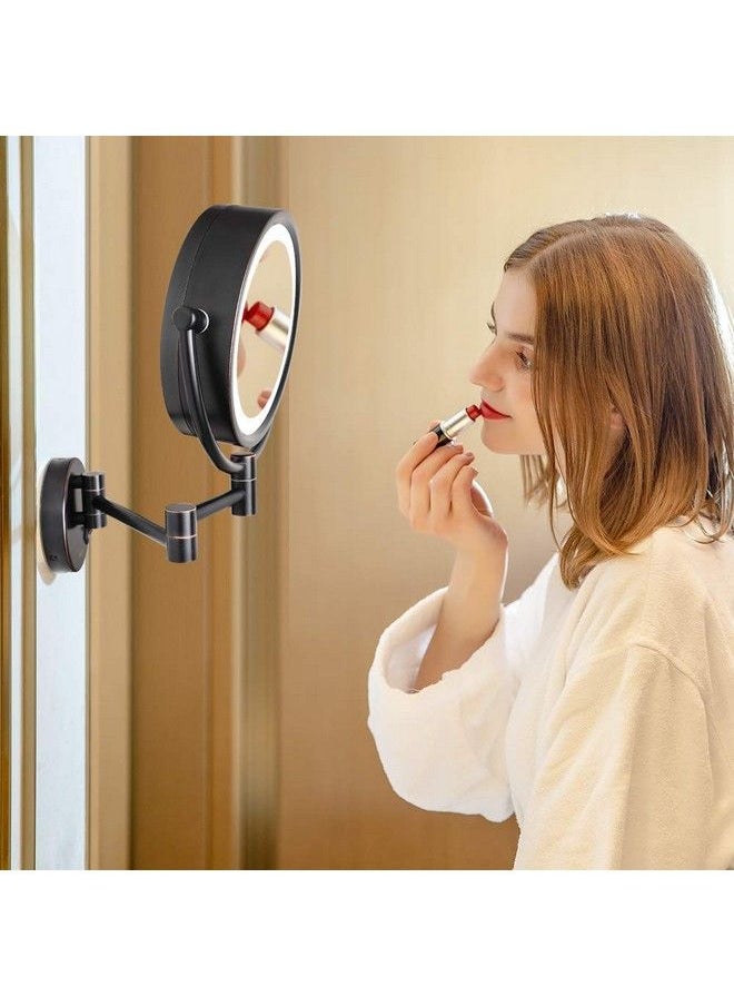GURUN 8.5 Inch Magnifying Makeup Mirror With 3 Tones Led Lights Double Sided Vanity Mirror For Bathroom With 10X Magnification M1809Do (Oilrubbed Bronze 10X)  - Image 3