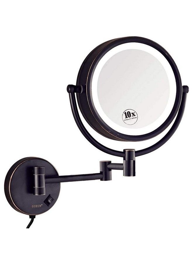 GURUN 8.5 Inch Magnifying Makeup Mirror With 3 Tones Led Lights Double Sided Vanity Mirror For Bathroom With 10X Magnification M1809Do (Oilrubbed Bronze 10X)  - Image 1