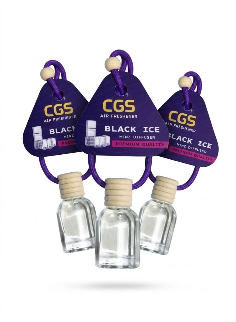 CGS Black Ice Air Freshener - 3 Pcs Mini Diffuser for Home & Car - Image 1