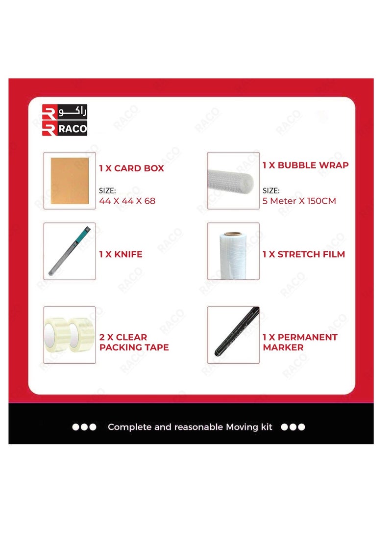 RACO - RACO Packing Kit | Complete Set with Cardboard Boxes, Bubble Wrap, Stretch Film, Clear Tape, Marker, and Knife - Image 1