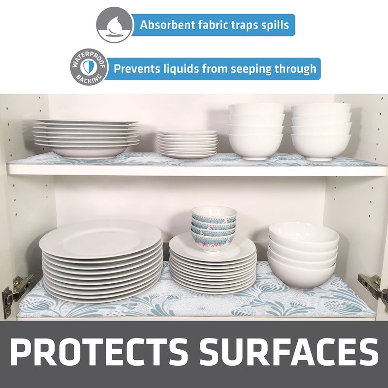Drymate Premium Luxury Shelf & Drawer Liner, Thick Cushioned Fabric, Non-Adhesive, Absorbent, Waterproof, Slip-Resistant, Liners for Kitchen Cabinets, Cupboards (USA Made)(12â€x59â€)(2-Pack)(Light Blue) - Image 2