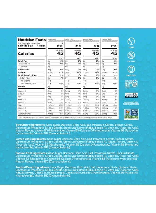 ليكويد آي.في. مجموعة متنوعة من مشروبات الترطيب المضاعف - ليمون، فاكهة العاطفة، فراولة، عصير استوائي | مزيج مشروب مسحوق الإلكتروليت ٩٫٠٣ أونصة - Image 2