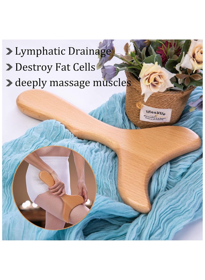 6-Piece Scraping Stick Beech Wood Therapy Kit Massage Tools for Release Cellulite Muscle Blasting Pain Relief Body Sculpting Tools - Image 3