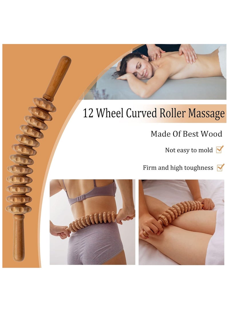 6-Piece Scraping Stick Beech Wood Therapy Kit Massage Tools for Release Cellulite Muscle Blasting Pain Relief Body Sculpting Tools - Image 2