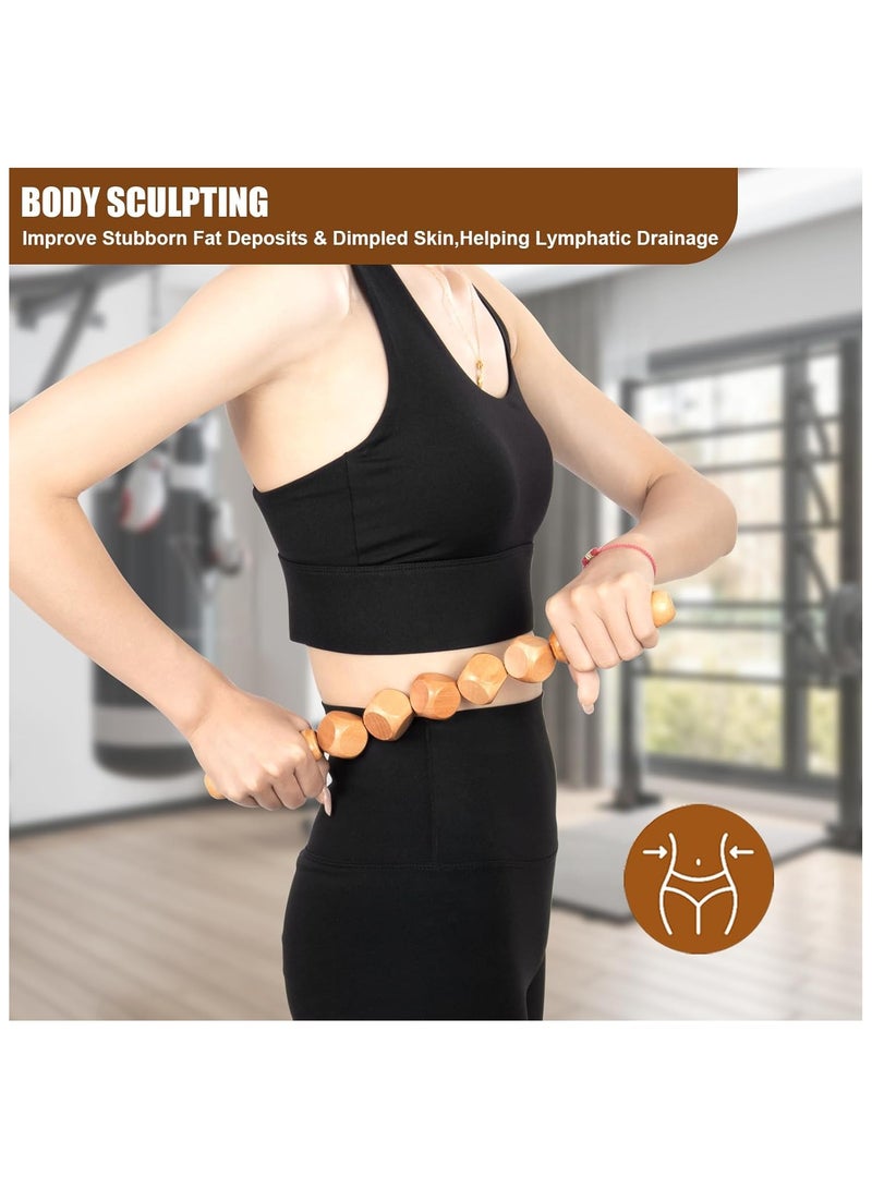 6-Piece Scraping Stick Beech Wood Therapy Kit Massage Tools for Release Cellulite Muscle Blasting Pain Relief Body Sculpting Tools - Image 4