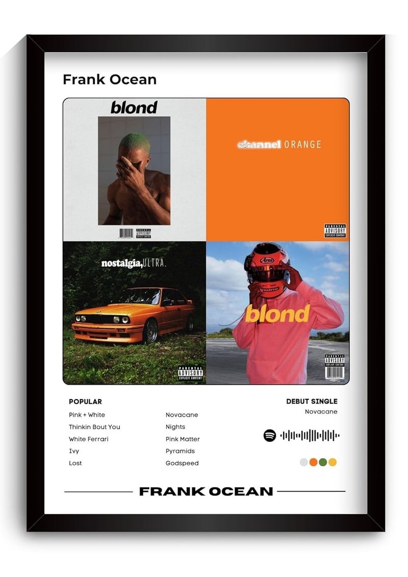 Funk You Frank Ocean Poster | Framed A4 Poster | Blonde, Channel Orange, Ivy, Thinkin Bout You | Sleek Aesthetic Frame for Wall, Room Decor, Gifting, Study Table (Frank Ocean) - Image 1