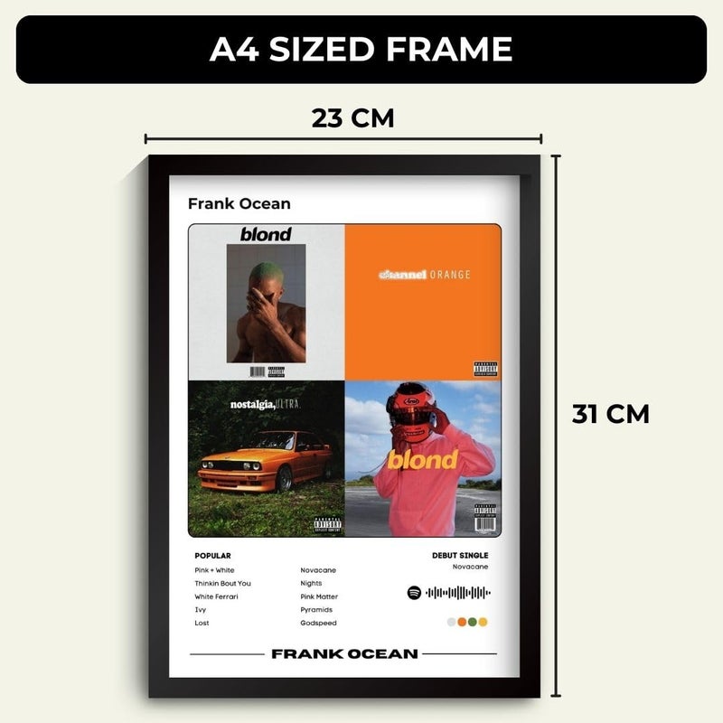 Funk You Frank Ocean Poster | Framed A4 Poster | Blonde, Channel Orange, Ivy, Thinkin Bout You | Sleek Aesthetic Frame for Wall, Room Decor, Gifting, Study Table (Frank Ocean) - Image 2