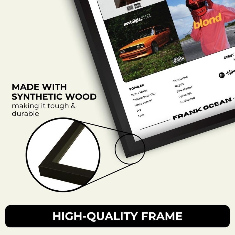 Funk You Frank Ocean Poster | Framed A4 Poster | Blonde, Channel Orange, Ivy, Thinkin Bout You | Sleek Aesthetic Frame for Wall, Room Decor, Gifting, Study Table (Frank Ocean) - Image 4