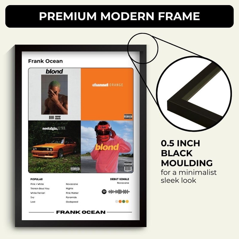 Funk You Frank Ocean Poster | Framed A4 Poster | Blonde, Channel Orange, Ivy, Thinkin Bout You | Sleek Aesthetic Frame for Wall, Room Decor, Gifting, Study Table (Frank Ocean) - Image 3