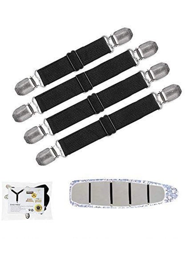 meayul - 4pcs Ironing Board Cover Clips, Adjustable Ironing Board Pad Braces Fasteners Mini Suspenders, Keep Cover Flat and Secure Tention Clips - Image 1
