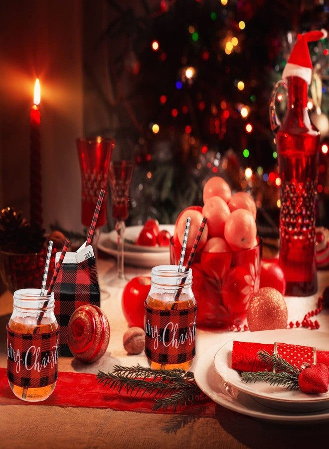 Whaline شراشف عيد الميلاد القابلة للاستخدام لمرة واحدة من وايلين 100 قطعة - شراشف ورقية بيضاء حمراء سوداء بنمط كاروهات - شراشف شرب مصنوعة بشكل جيد لمناسبات عيد الميلاد ورأس السنة الجديدة وحفلات الزفاف وأعياد الميلاد ولوازم الحفلات في المزرعة - Image 4