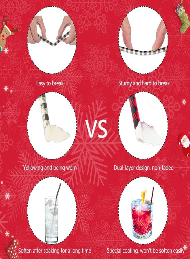 Whaline شراشف عيد الميلاد القابلة للاستخدام لمرة واحدة من وايلين 100 قطعة - شراشف ورقية بيضاء حمراء سوداء بنمط كاروهات - شراشف شرب مصنوعة بشكل جيد لمناسبات عيد الميلاد ورأس السنة الجديدة وحفلات الزفاف وأعياد الميلاد ولوازم الحفلات في المزرعة - Image 3