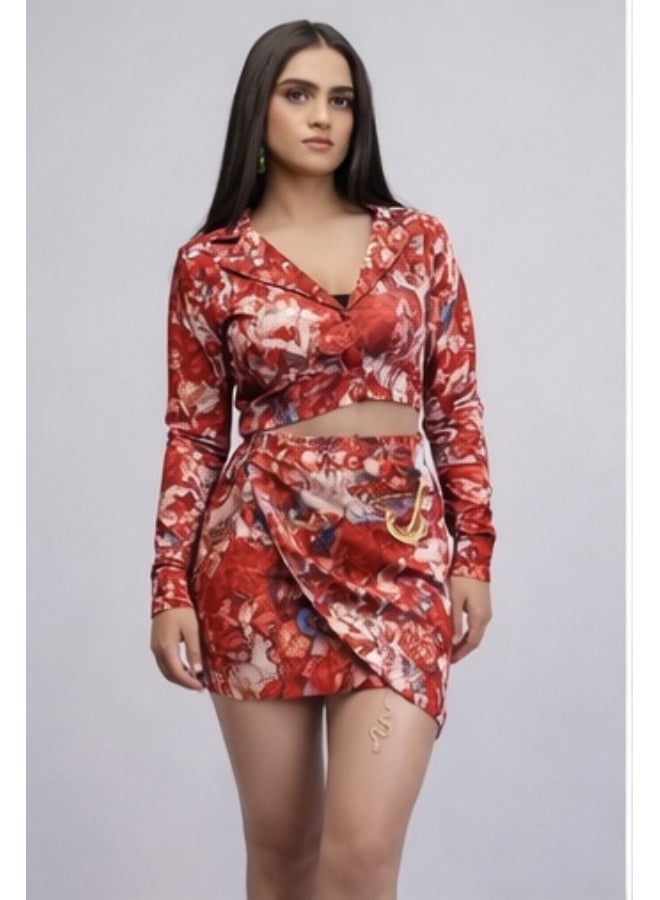 Bold Chic فستان مطبوع باللون الأحمر القرمزي للنساء - Image 3