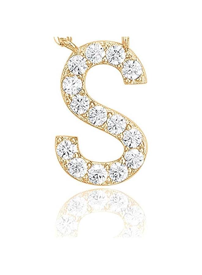 PAVOI 14K White Gold Plated Cubic Zirconia Initial Necklace | Letter Dainty Necklaces for Women - Image 3