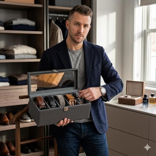 essart 5 Belt Storage Case – Premium Faux Leather Travel Belt Roll Organizer Scratch-Resistant, Compact & Stylish for Men Belt Holder with Secure Buckle Protection - Image 5