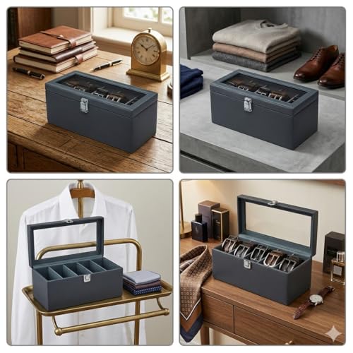 essart 5 Belt Storage Case – Premium Faux Leather Travel Belt Roll Organizer Scratch-Resistant, Compact & Stylish for Men Belt Holder with Secure Buckle Protection - Image 2