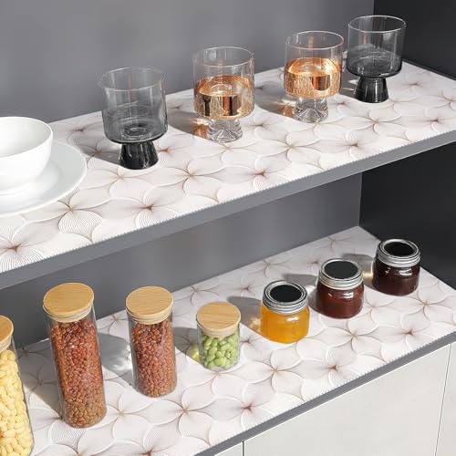 Quttisay Shelf Liner for Kitchen Cabinets,Non Adhesive Cabinet Liner,Non-Slip Drawer Liner,Waterproof Shelf Liner Easy to Clean Strong Grip Liner for Cabinets,Drawers,Cupboard，(Flower 17.3in x 10FT) - Image 3