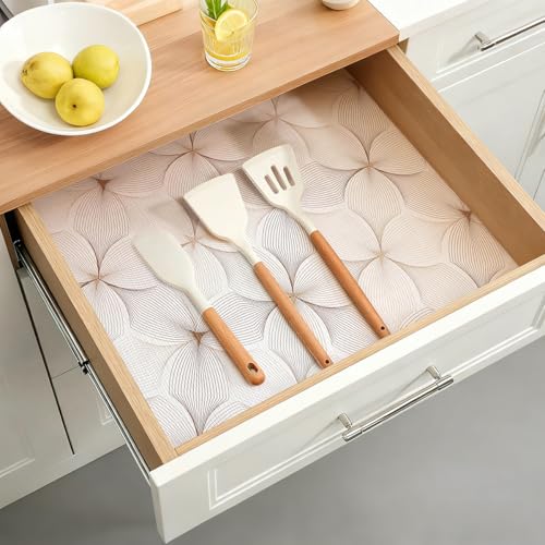 Quttisay Shelf Liner for Kitchen Cabinets,Non Adhesive Cabinet Liner,Non-Slip Drawer Liner,Waterproof Shelf Liner Easy to Clean Strong Grip Liner for Cabinets,Drawers,Cupboard，(Flower 17.3in x 10FT) - Image 5