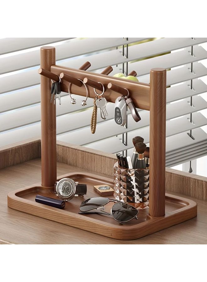 Bohemian Wooden Key Holder Wall Mounted Entryway Storage Rack - Image 2