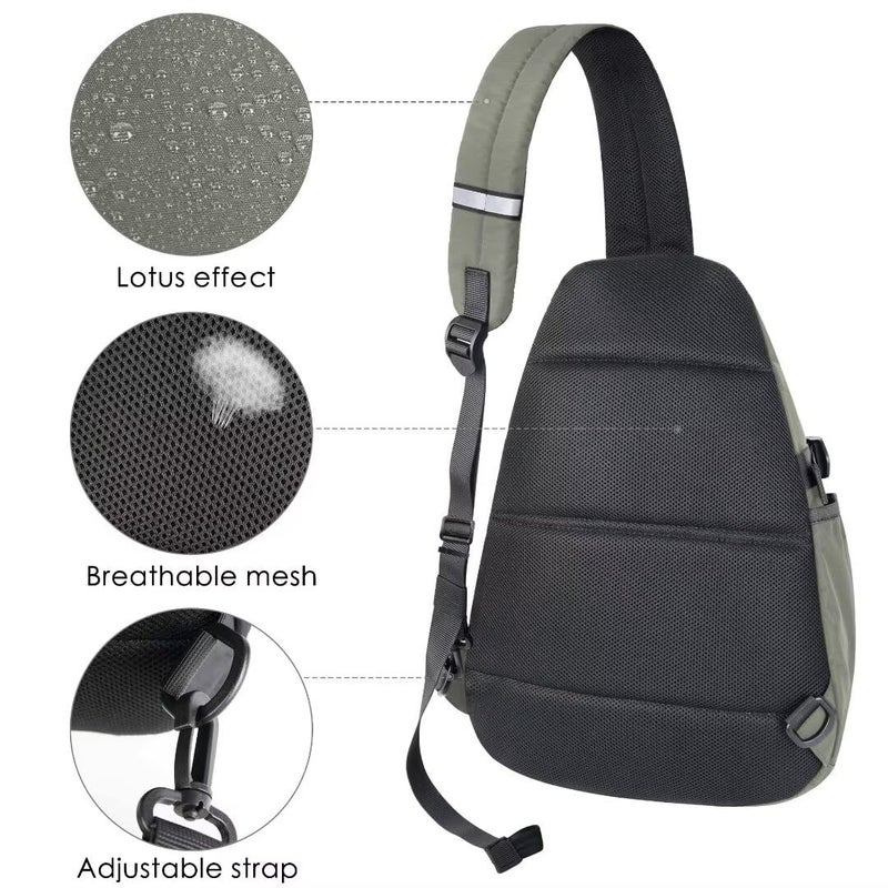 TITECOUGO Sling Backpack Travel Shoulder Bag Lightweight Chest Daypack One Strap Crossbody Bags Camp Day Packs for Women and Men Hiking Accessories Large Grey Green - Image 3