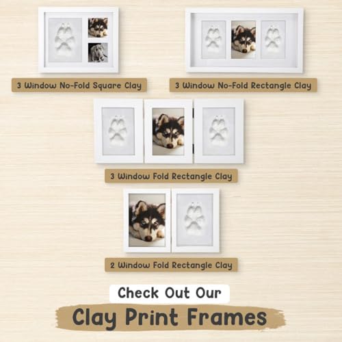 BABIES BLOOM Dog or Cat Paw Print with Photo Frame, Pet Paw Print Impression Kit, Dog or Cat Clay Pawprint Keepsake Wooden Photo Frame (Red Clay) - Image 5