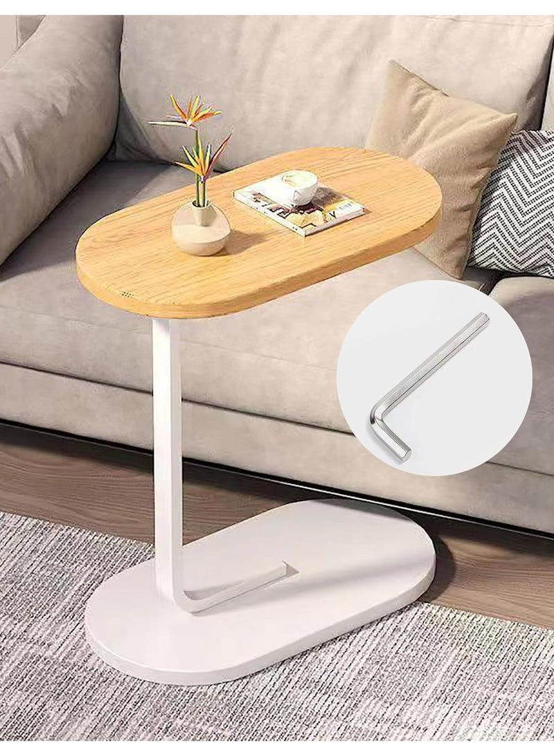 DubaiGallery Side table simple and modern corner sofa aesthetic standing table oval coffee table tea table wood floor design home furniture - Image 1