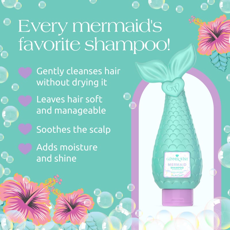 Glimmer Wish Mermaid Kids Shampoo, Paraben and Sulfate Free Shampoo for Soft and Manageable Hair, Kids Haircare, Tropical Beach Scent, Shampoo Kids, Clean and Non Toxic Ingredients, 12 Fl Oz - Image 3