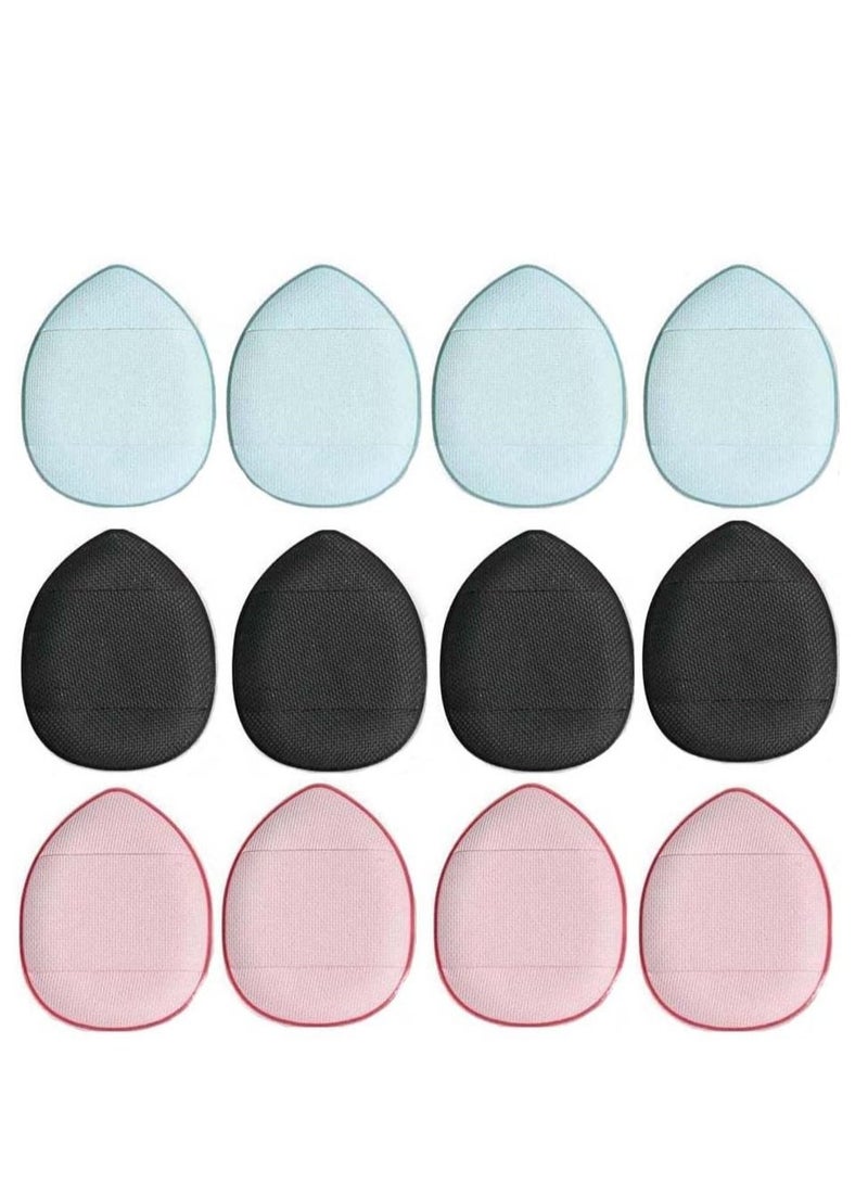 Captaintech 12 Pieces Mini Makeup Puff, Wet and Dry Foundation Cotton Pad Makeup Accessories for Girls and Women (Black, Pink, Blue) - Image 1