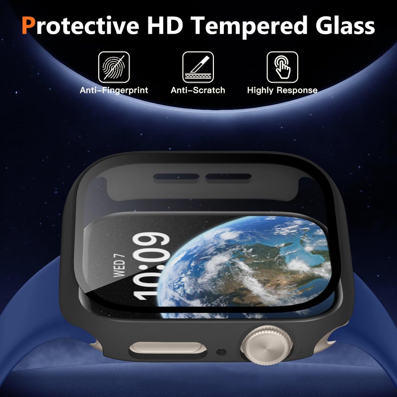 Charlam Compatible with Apple Watch Screen Protector Case 45mm Series 9 8 7 iWatch Cover, 3 Pack Hard PC Edge Bumper Cases Full Coverage Touch Sensitive Protective Screen Covers, Red/White/Black, 45mm - Image 4