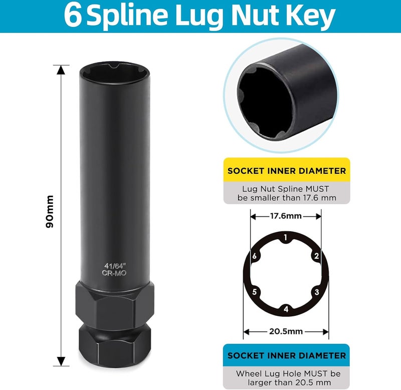 GIREORAN 2PCS Spline Lug Nut Socket Set - 6 Spline & 7 Spline Wheel Lock Removal Tool Kit - Image 4