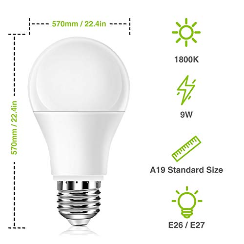 Neporal Amber Light Bulbs, 9W 60W Equivalent A19, Blue Light Blocking Soft Warm Light Bulbs, 1800K Amber Night Light, Dim Light for Healthy Sleep and Baby Nursery - Image 2